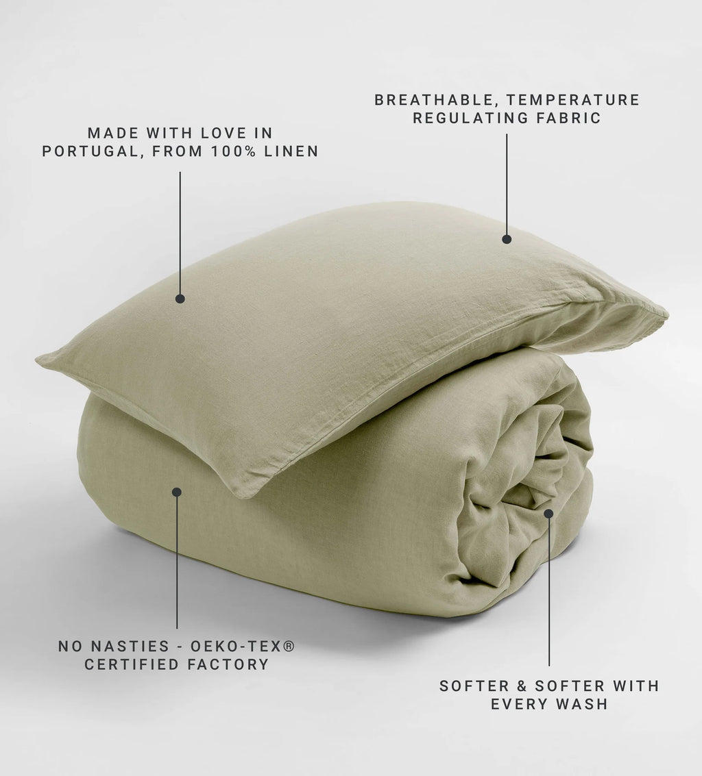 Soft Sage 100% Linen Pillowcase