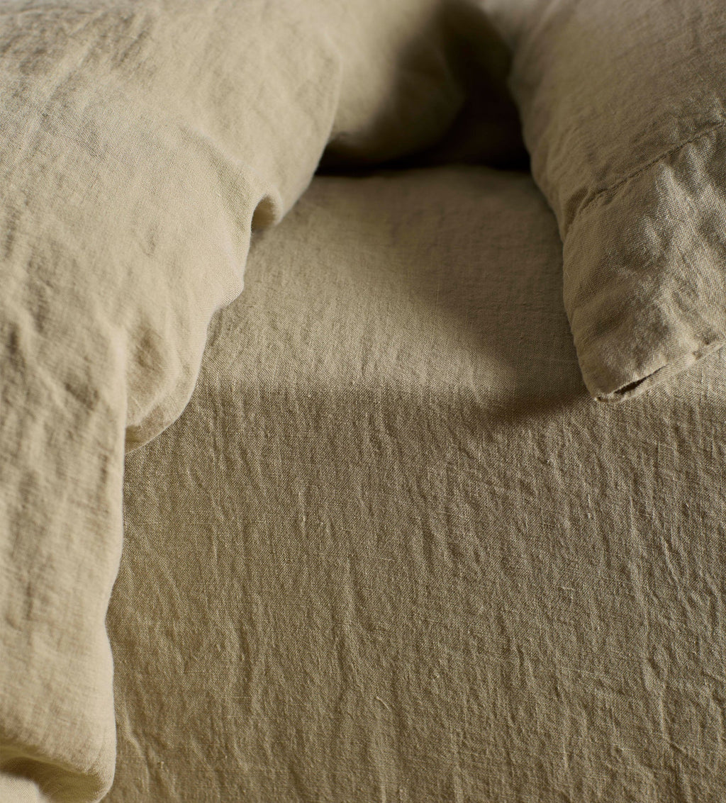 Soft Sage 100% Linen Fitted Sheet