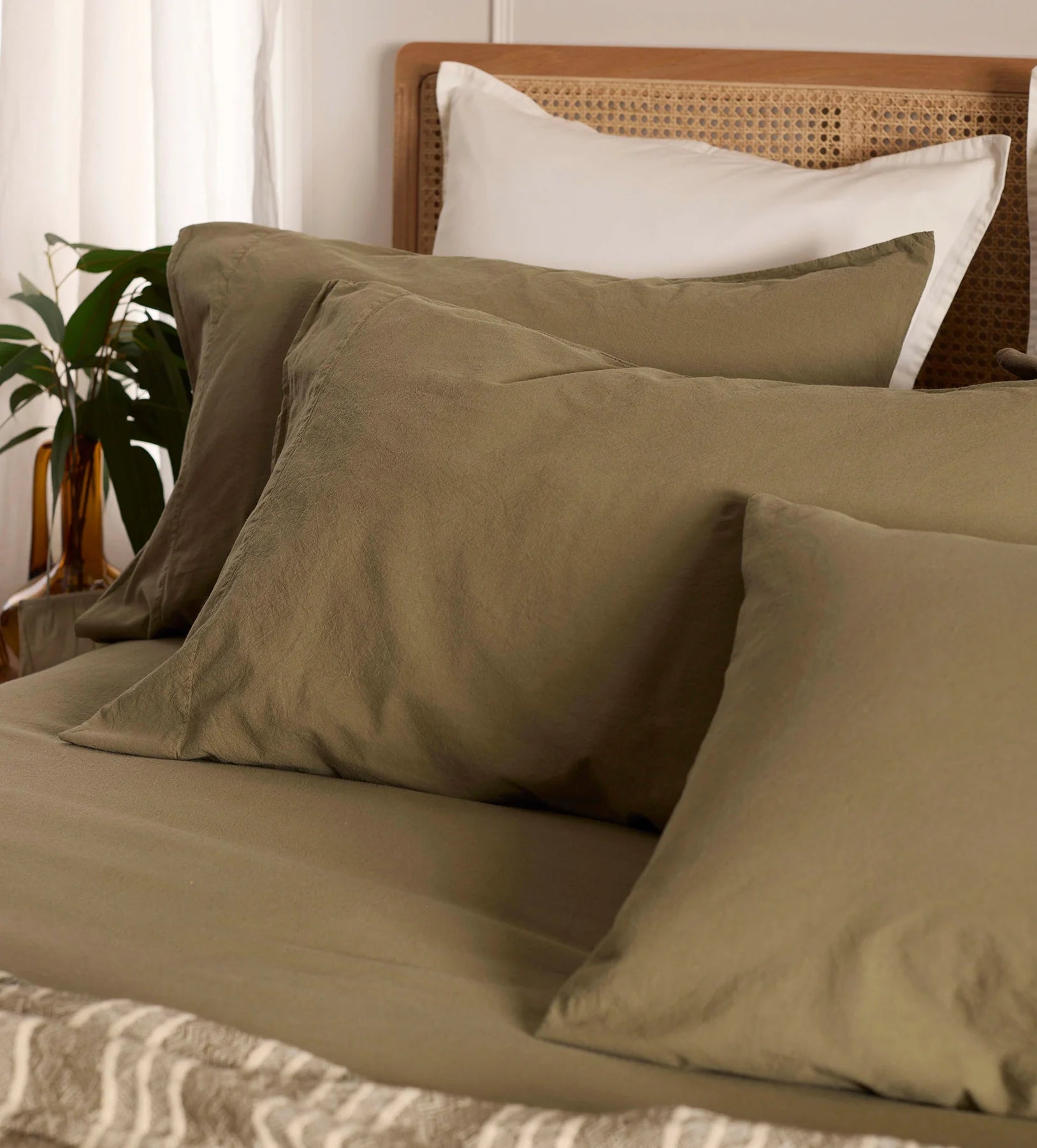 Khaki 100% Organic Cotton Fitted Sheet