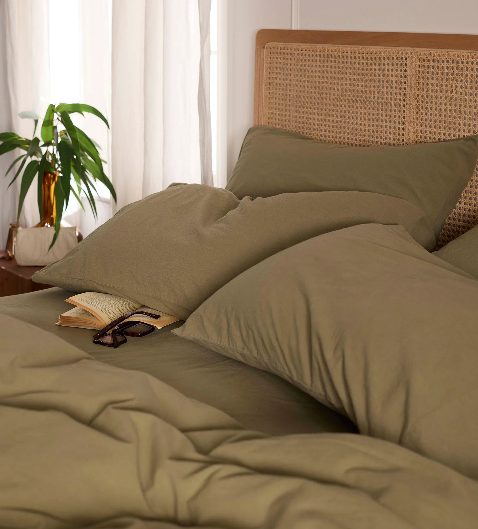 Khaki 100% Organic Cotton Fitted Sheet