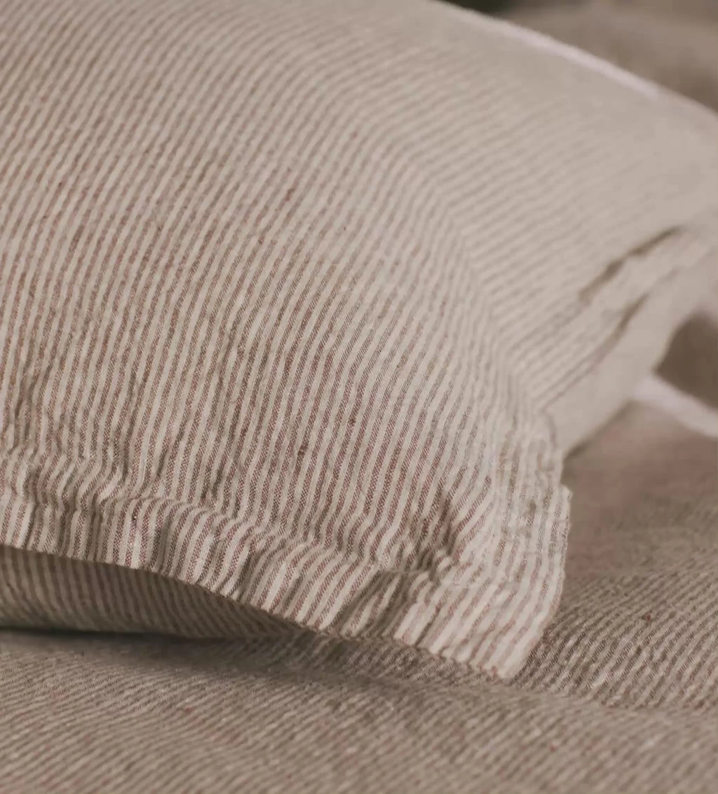 Conker Sid Stripe 100% Linen Pillowcase