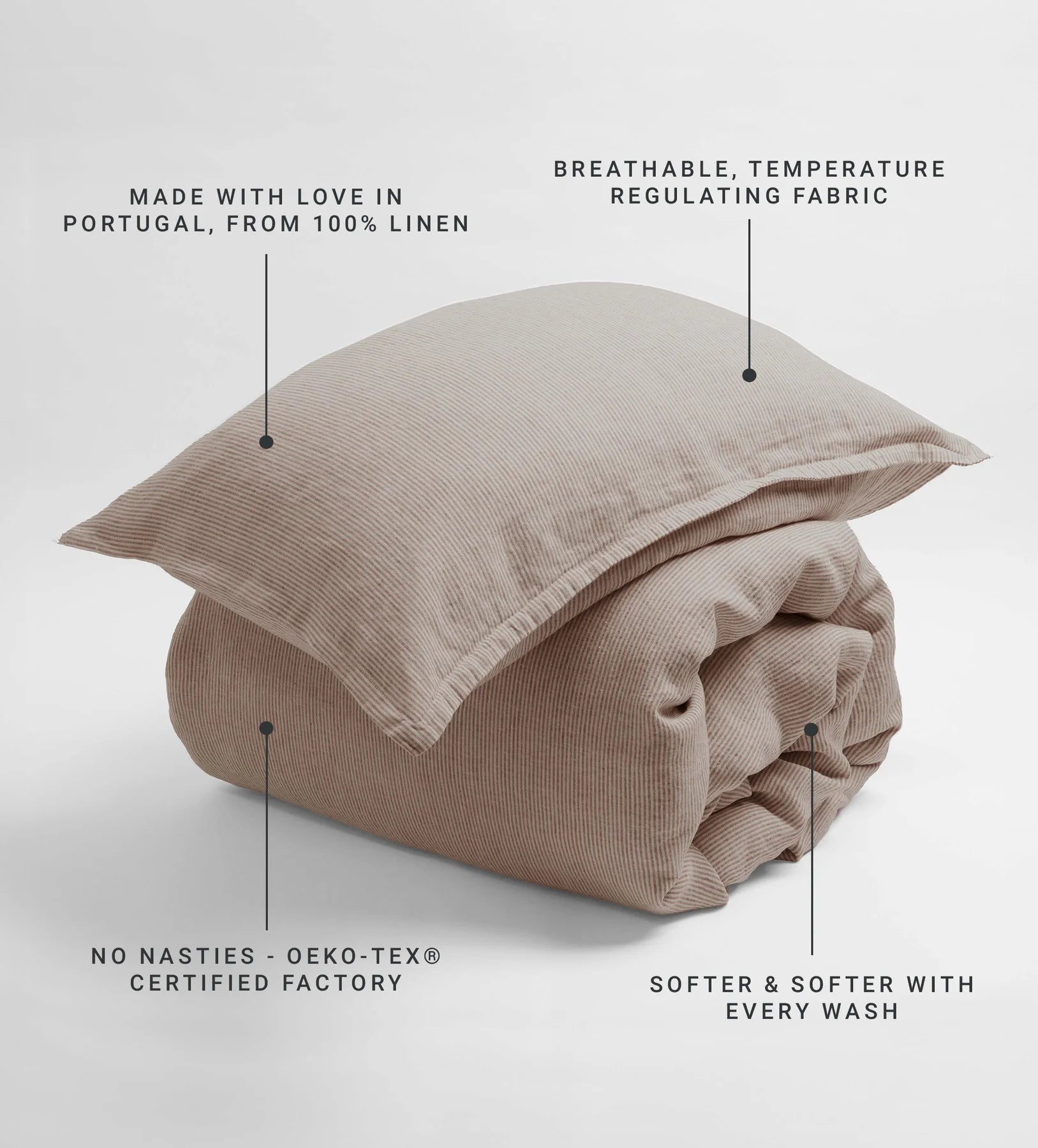 Conker Sid Stripe 100% Linen Pillowcase