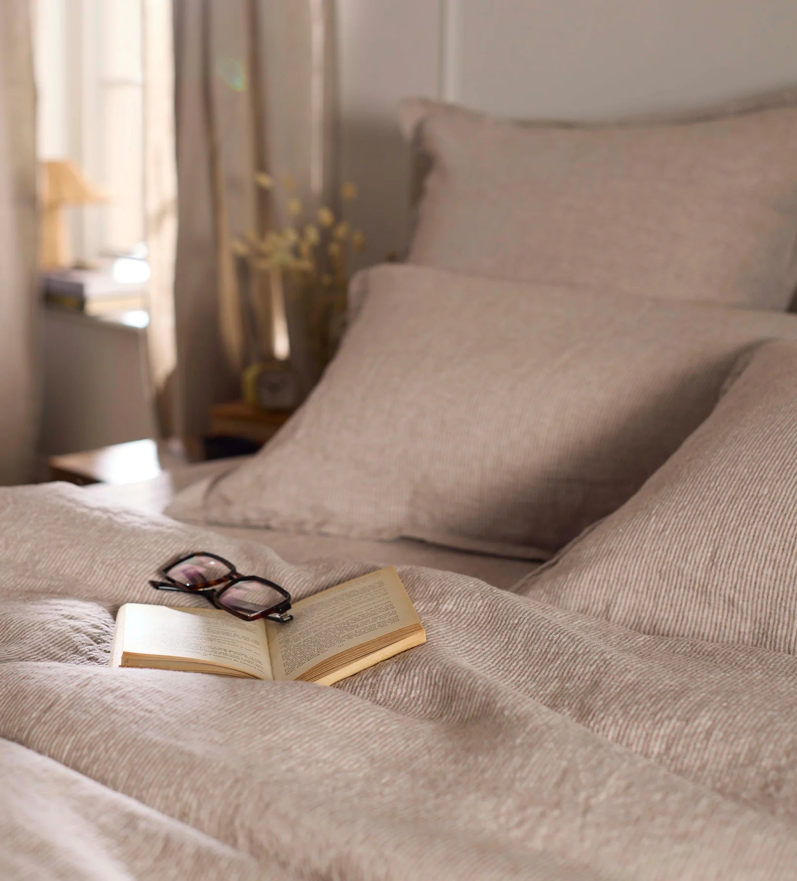Conker Sid Stripe 100% Linen Pillowcase