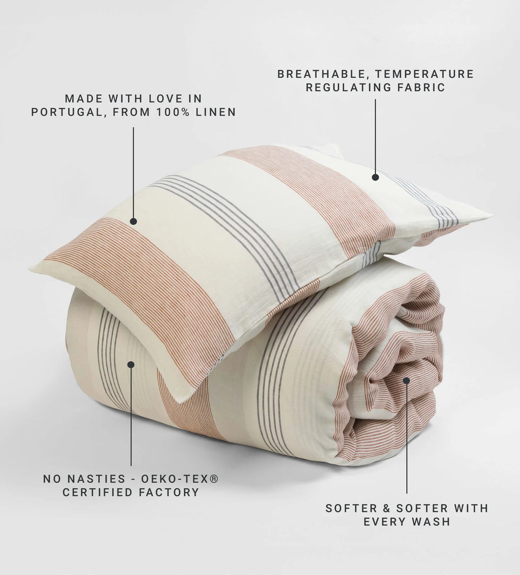 Sienna Stripe 100% Linen Pillowcase