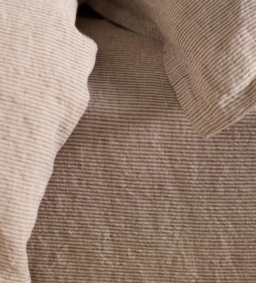 Conker Sid Stripe 100% Linen Fitted Sheet