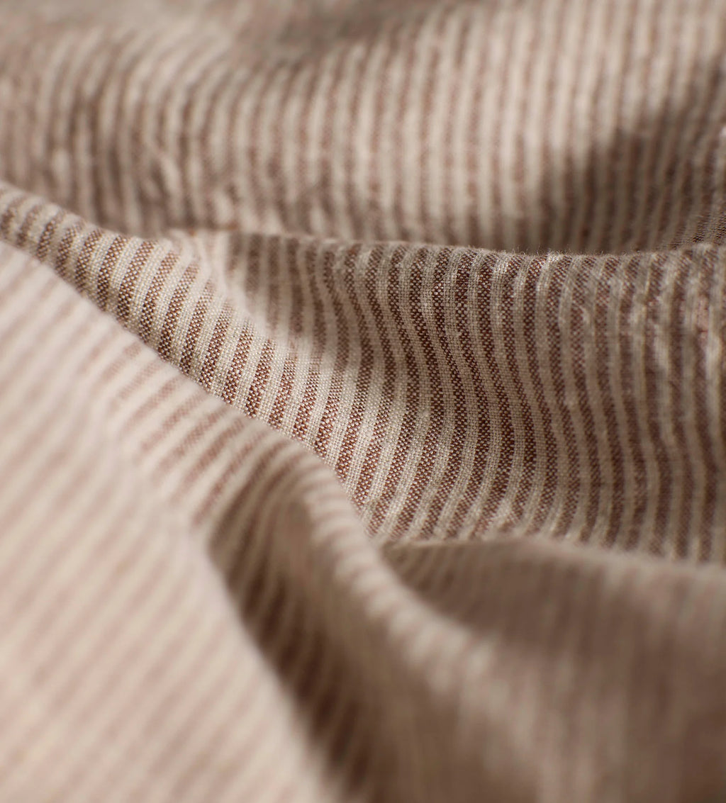 Conker Sid Stripe 100% Linen Fitted Sheet